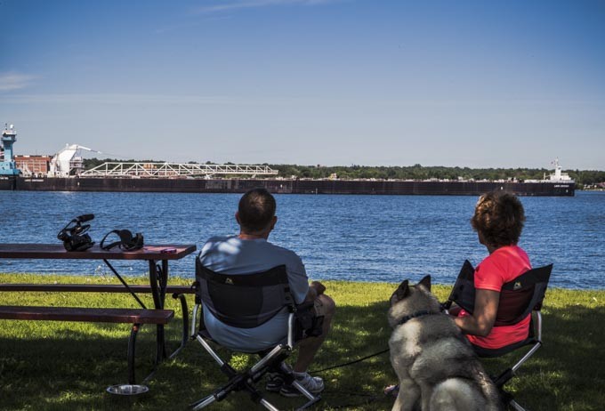 view at the sault locks campground