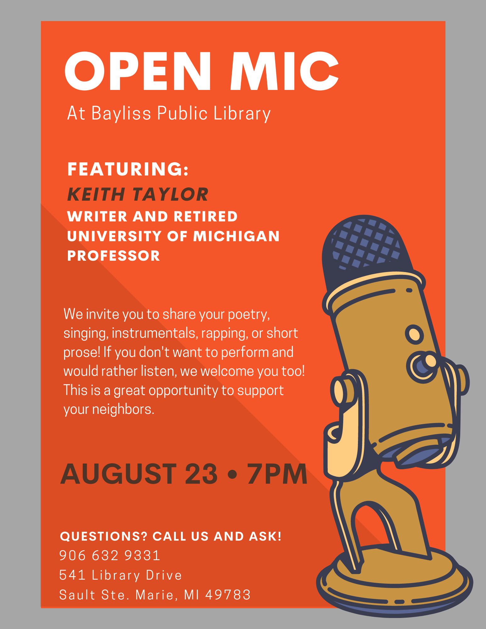 Open Mic night at bayliss public library