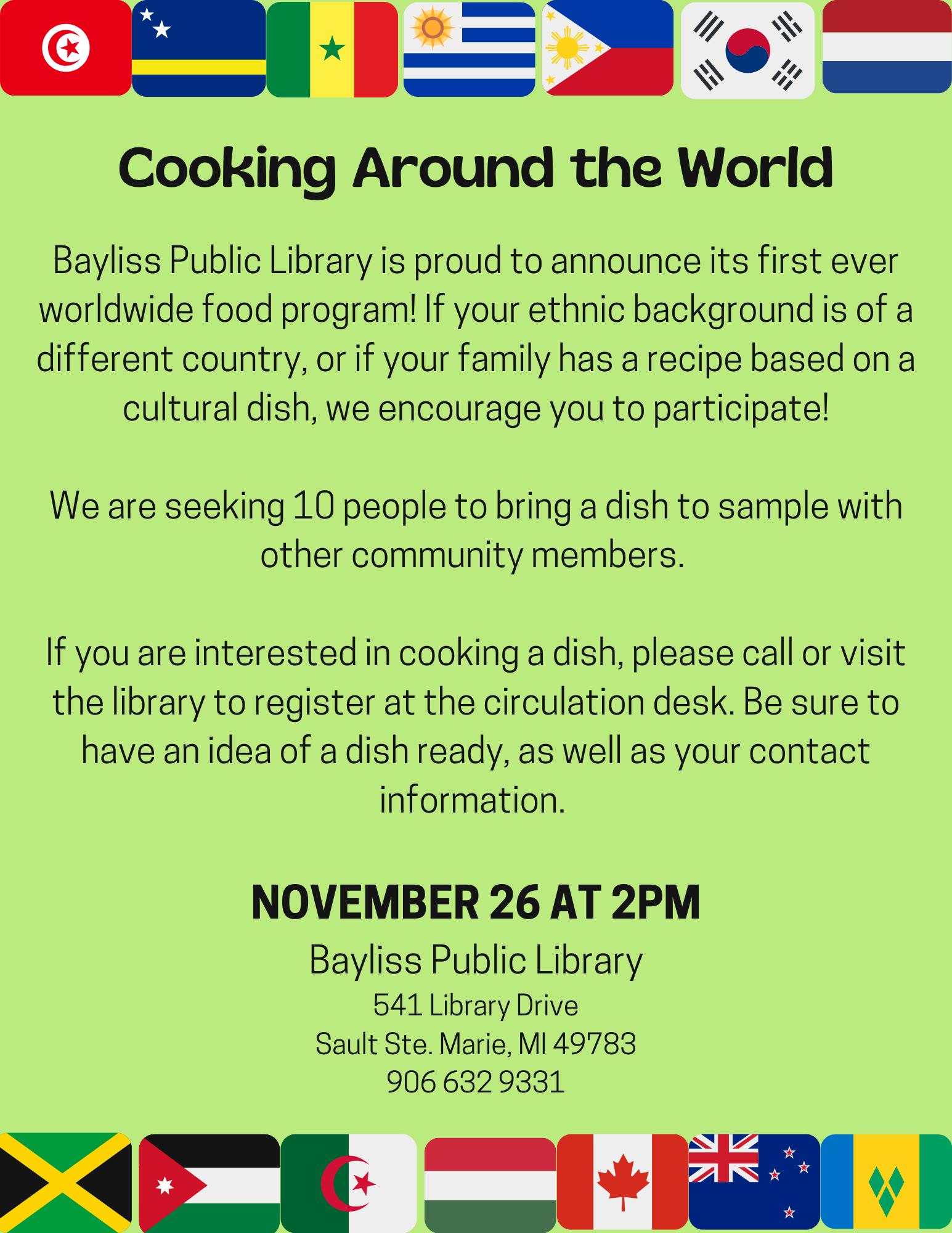 bayliss public library cooking around the world