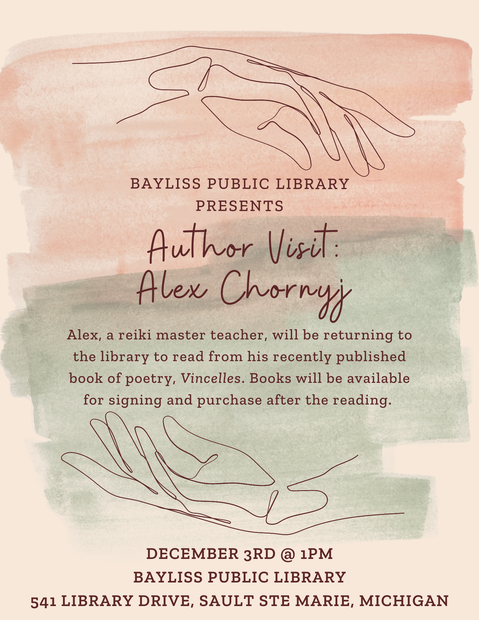 alex chornjy visits bayliss public library