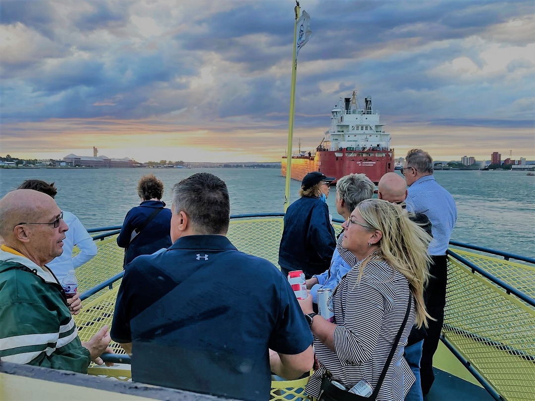 soo locks boat tours sunset with freightor