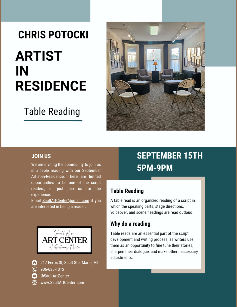 table reading artist in residence promo poster
