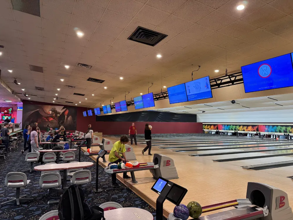 Bowling Alley People bowling at Dondee Lanes